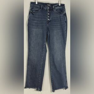 Judy Blue Straight Fit Button Fly Jeans Sz14W Raw Hem